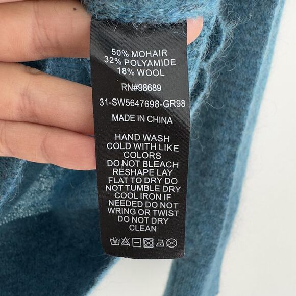 Todd Snyder Sweater Mens Large Blue Mohair Wool Blend Crewneck Italian Yarn - Picture 7 of 7